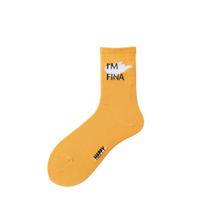 Custom Logo Yellow Cotton Women Character Skate Socks