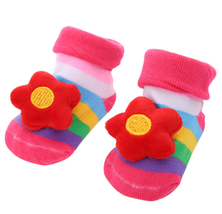 Non Slip 3D Cute Rainbow Stripe Baby Girl Socks