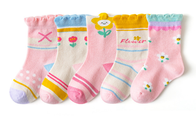 1-5 Years Pink Flower Pattern Princess Baby Girl Frilly Socks