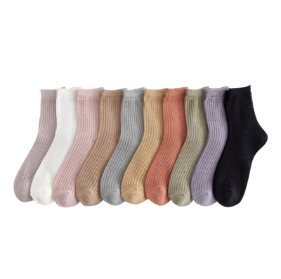 Solid Color Ultra Thin Cotton Mesh Summer Socks For Women