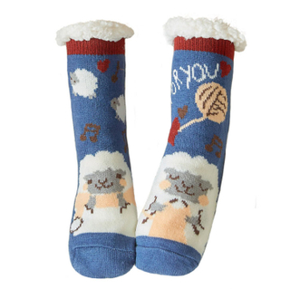 Winter Women Slippers Home Socks Christmas Cartoon Floor Socks Plush Velvet Non-slip Carpet Fluffy Warm Socks