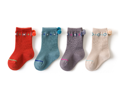 Solid Color Pom Pom Infant Toddler Girl Socks