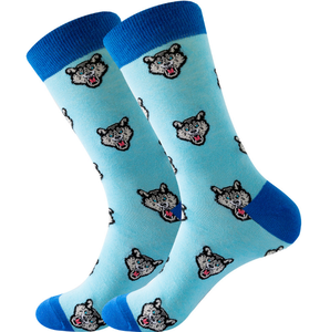 Combed Cotton Mens Novelty Socks Crew Patterned