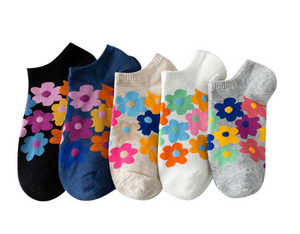 Colorful Novelty Cotton Women Low Cut Boat Socks