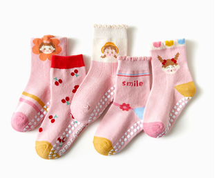1-5 Years Pink Kids Girl Socks Slip-Resistant