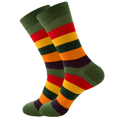 Customized China Colorful Stripe Cotton Mens Crew Socks Fancy Supplier